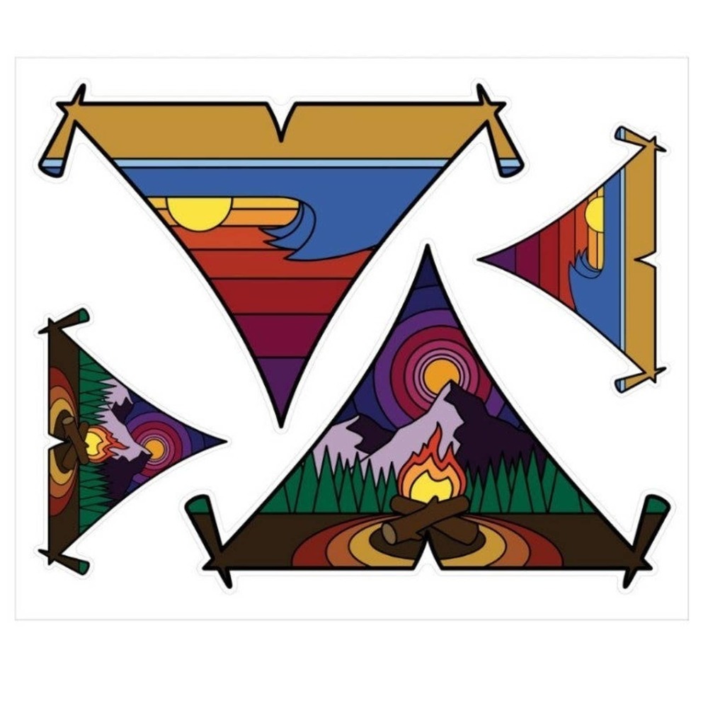 GWP New 4 auto car decal tent bonfire ocean wave camping
